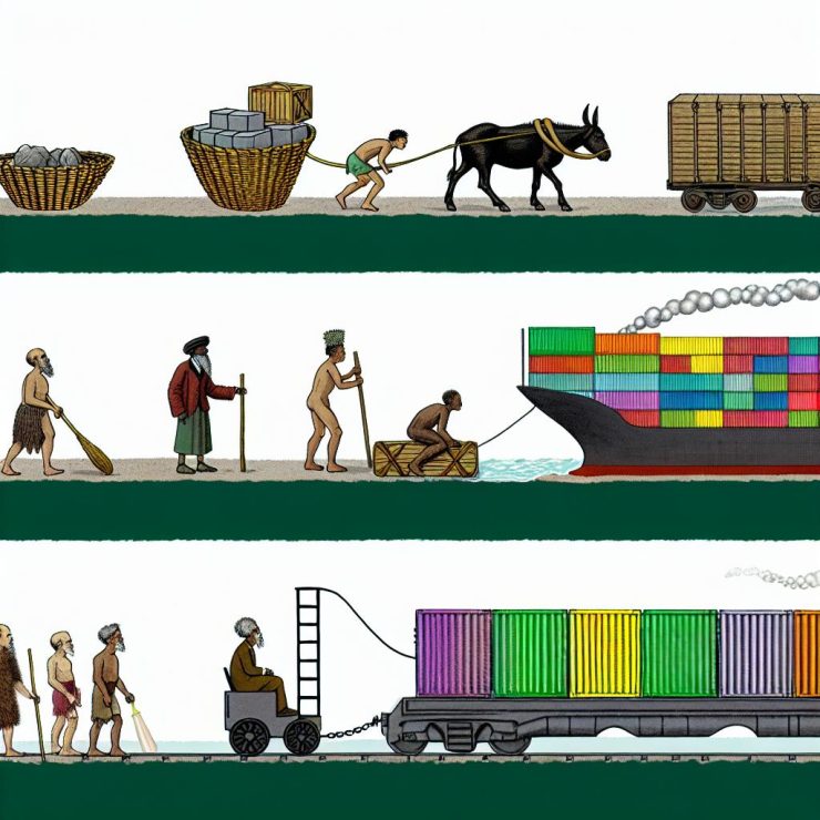 The history of containers in transportation.